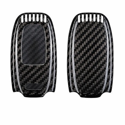 Audi Carbon Key Fob Cover With Vents Oval 3-button Smart Fob Black