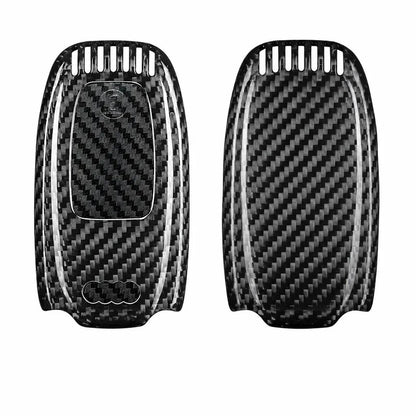 Audi Carbon Key Fob Cover With Vents Oval 3-button Smart Fob Silver