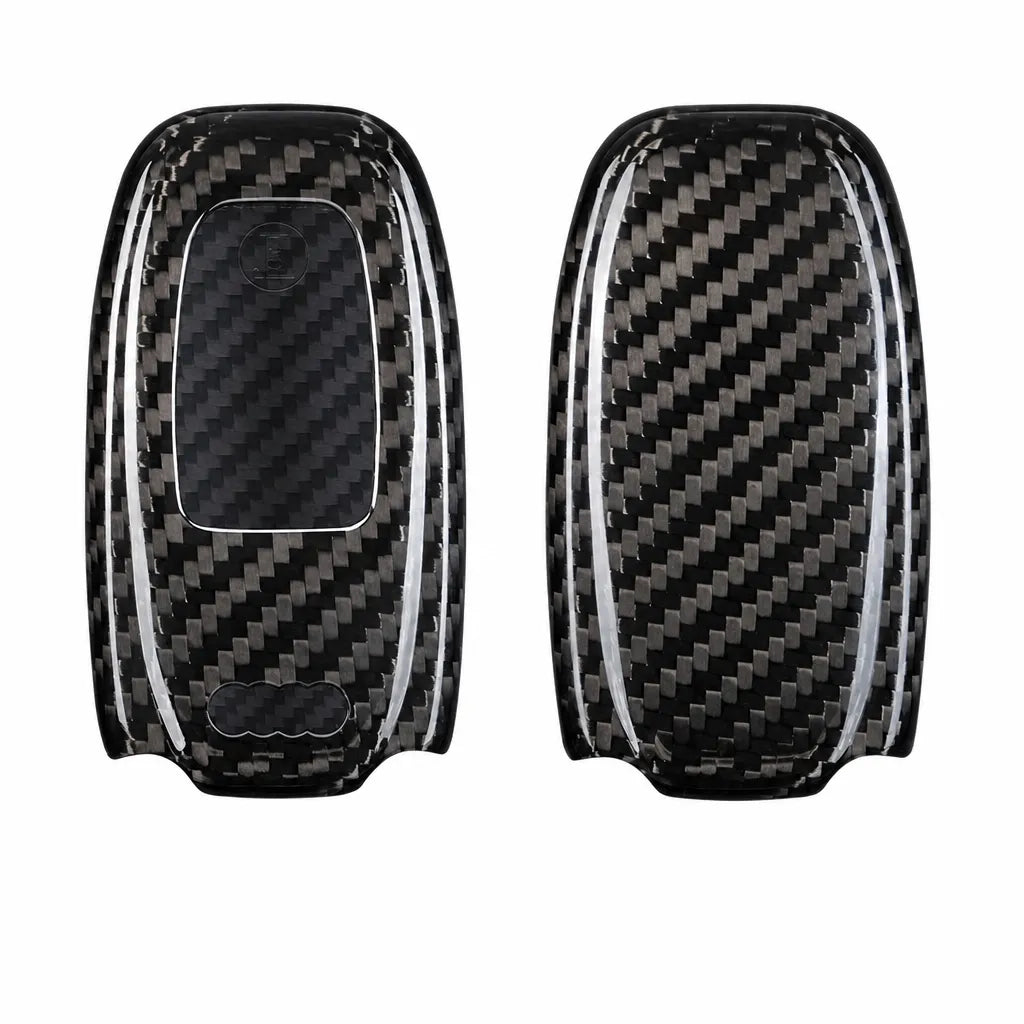 Audi Carbon Key Fob Cover Without Vents Oval 3-button Smart Fob Black