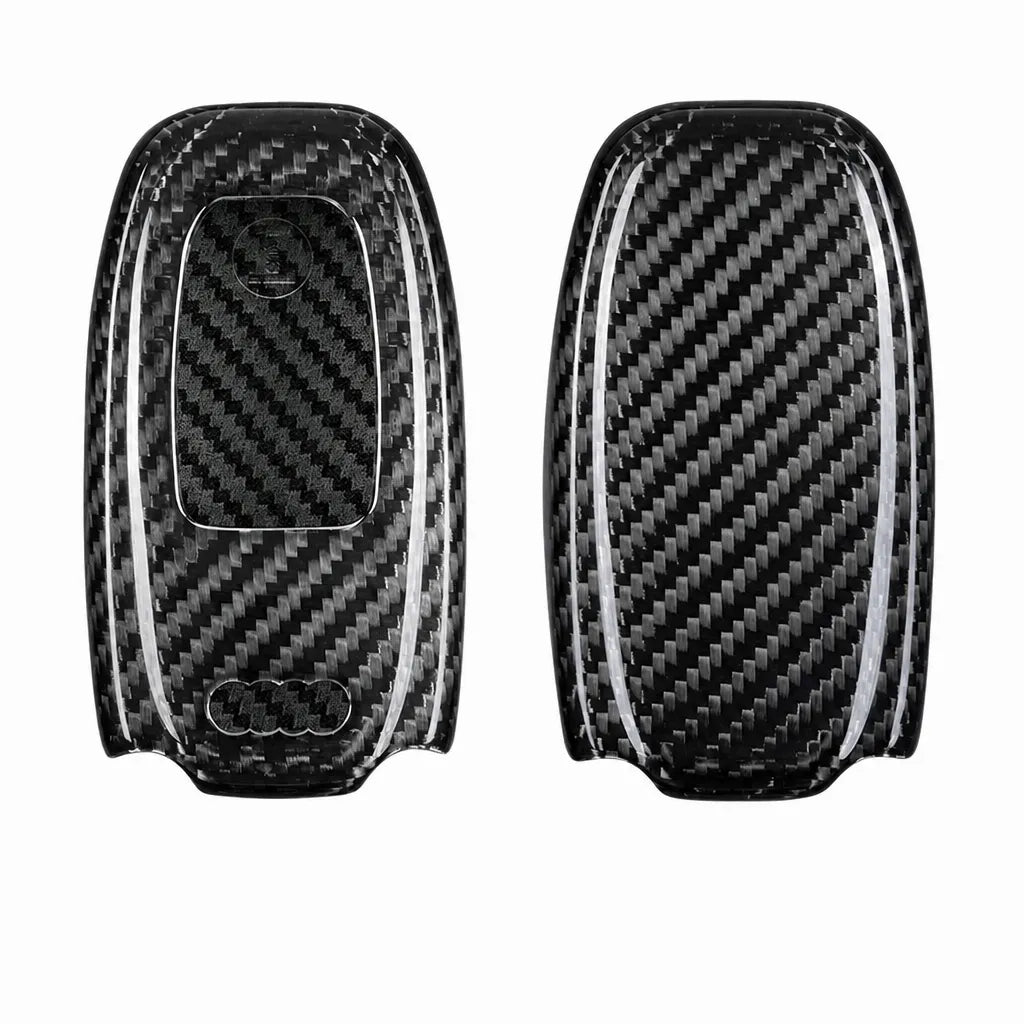 Audi Carbon Key Fob Cover Without Vents Oval 3-button Smart Fob Silver