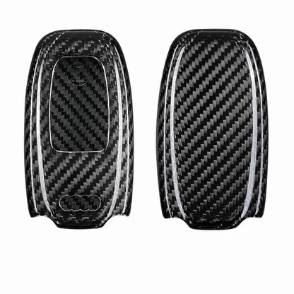 Audi Carbon Key Fob Cover Without Vents Oval 3-button Smart Fob Silver