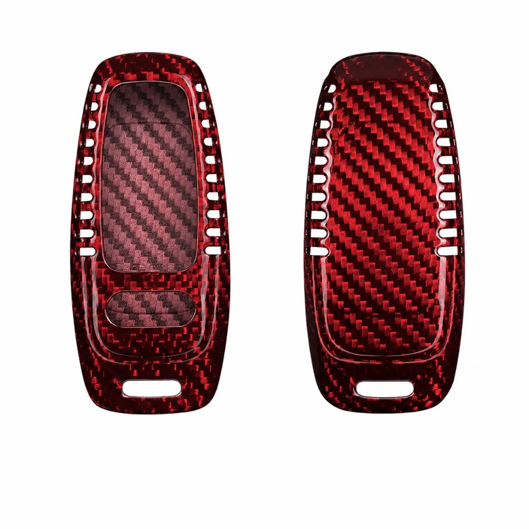 Audi Carbon Key Fob Cover With Vent Aero 3-button Smart Fob Red