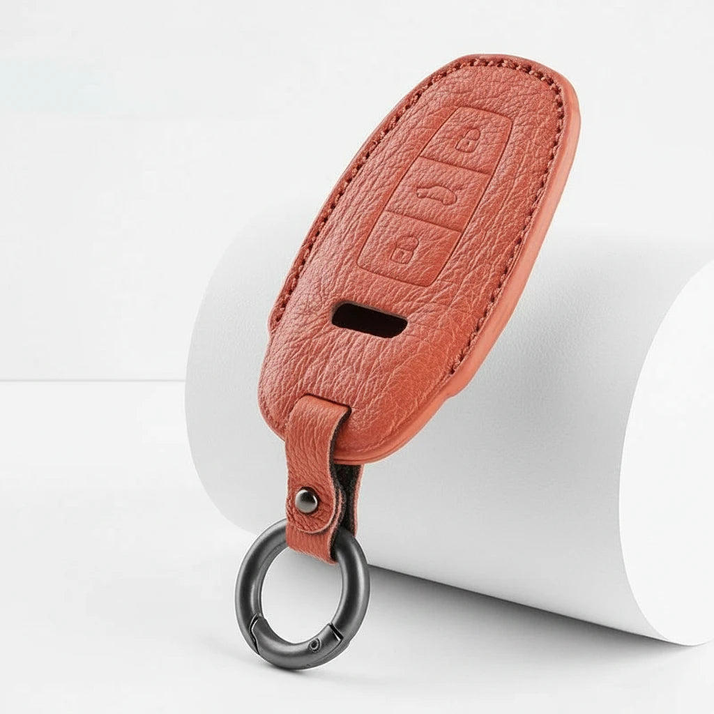 Audi Goatskin Key Fob Cover - Aero 3-Button Smart Fob - Brown