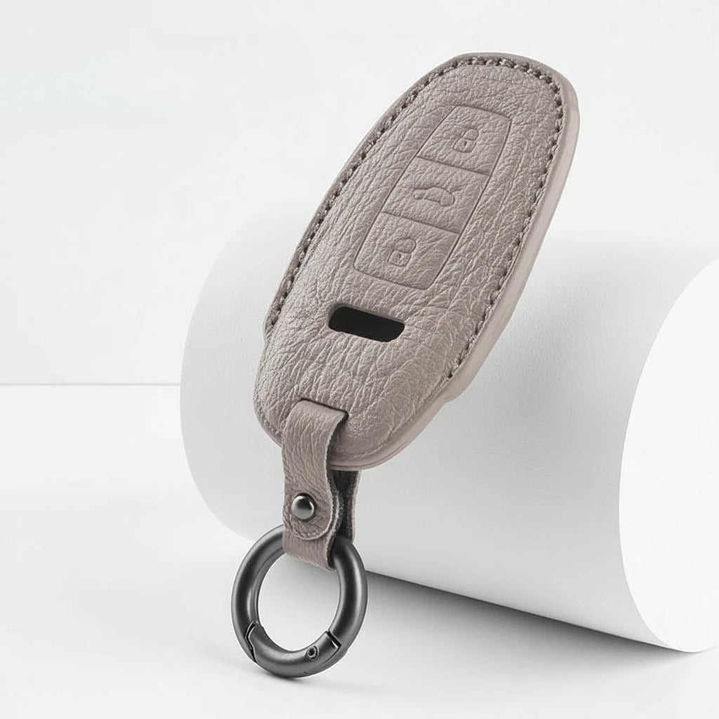 Audi Goatskin Key Fob Cover - Aero 3-Button Smart Fob - Gray