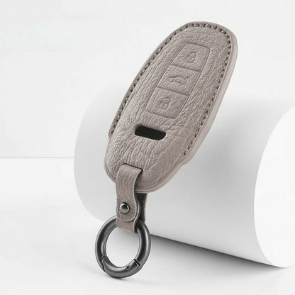 Audi Goatskin Key Fob Cover - Aero 3-Button Smart Fob - Gray
