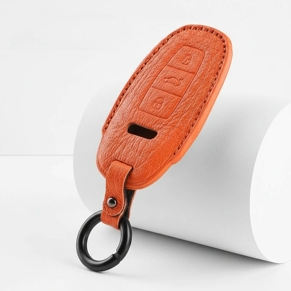 Audi Goatskin Key Fob Cover - Aero 3-Button Smart Fob - Orange