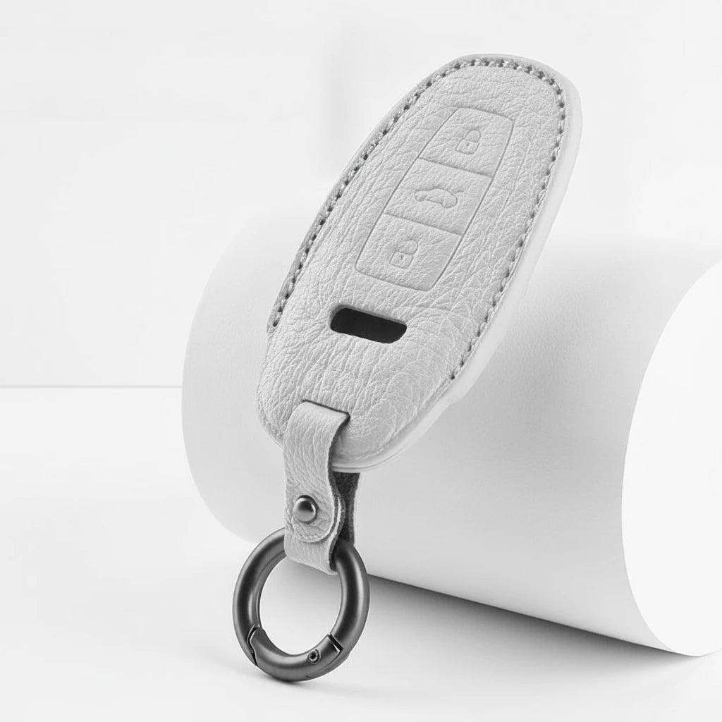 Audi Goatskin Key Fob Cover - Aero 3-Button Smart Fob - White