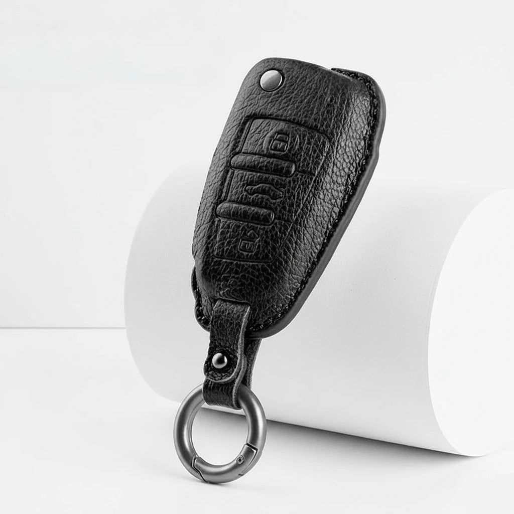 Audi Goatskin Key Fob Cover – Folding 3-Button Key - Black