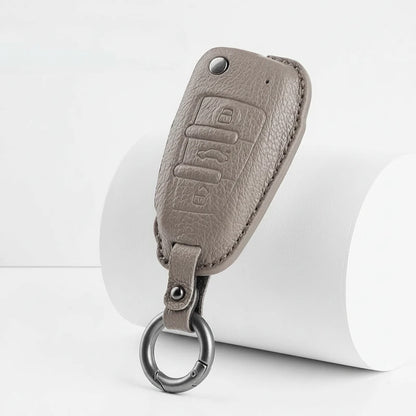Audi Goatskin Key Fob Cover – Folding 3-Button Key - Gray
