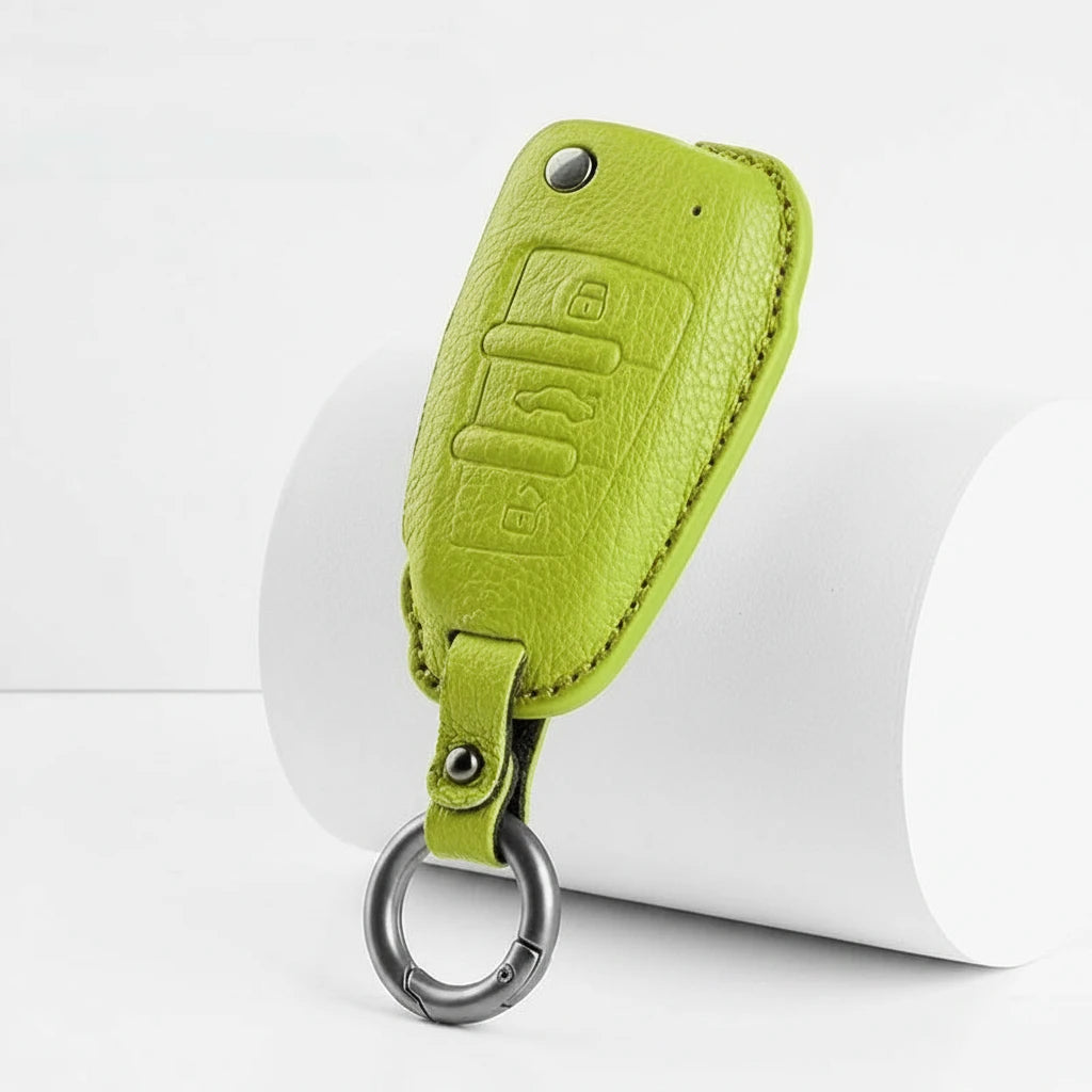 Audi Goatskin Key Fob Cover – Folding 3-Button Key - Green