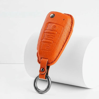 Audi Goatskin Key Fob Cover – Folding 3-Button Key - Orange