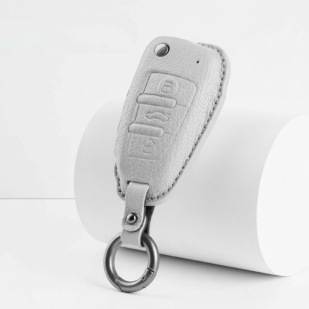 Audi Goatskin Key Fob Cover – Folding 3-Button Key - White