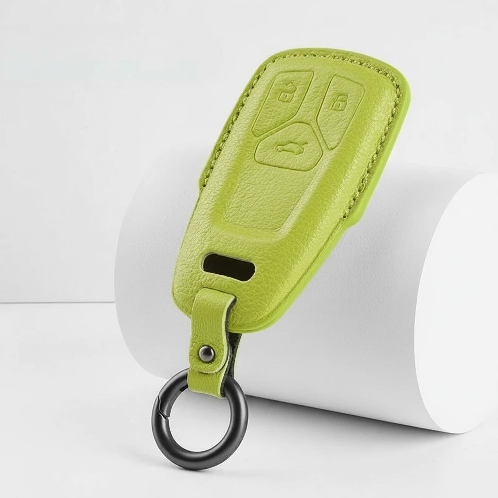 Audi Goatskin Key Fob Cover - Geometric 3-Button Smart Fob - Green