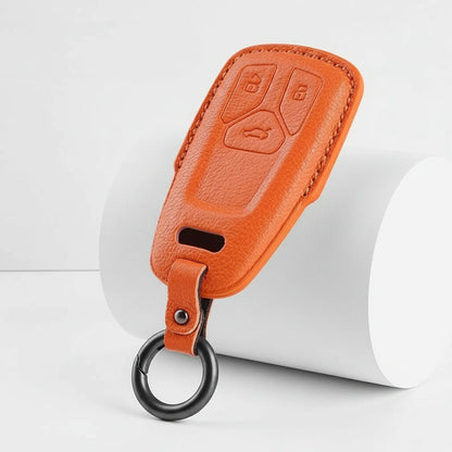 Audi Goatskin Key Fob Cover - Geometric 3-Button Smart Fob - Orange