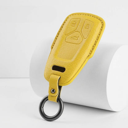 Audi Goatskin Key Fob Cover - Geometric 3-Button Smart Fob - Yellow