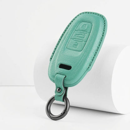 Audi Goatskin Key Fob Cover - Oval 3-Button Smart Fob - Cyan