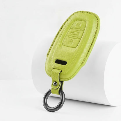 Audi Goatskin Key Fob Cover - Oval 3-Button Smart Fob - Green