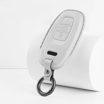 Audi Goatskin Key Fob Cover - Oval 3-Button Smart Fob - White