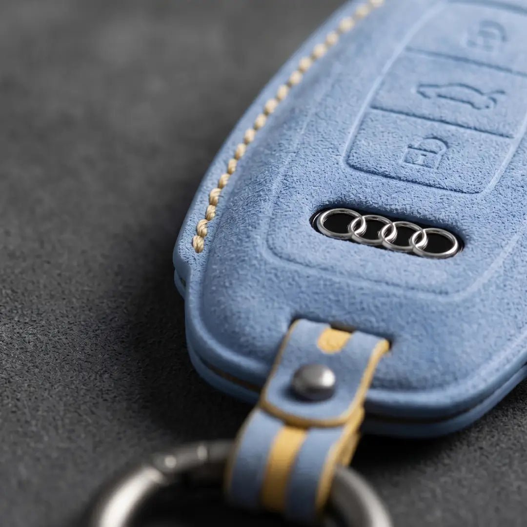 Audi Hand - Stitched Alcantara Key Fob Cover – Aero 3 - Button Smart Fob - Cornflower blue