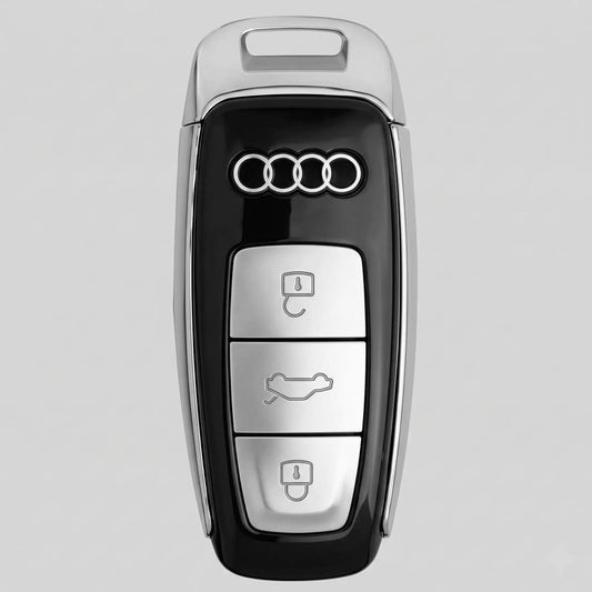 Audi Hand - Stitched Alcantara Key Fob Cover – Aero 3 - Button Smart Fob - White