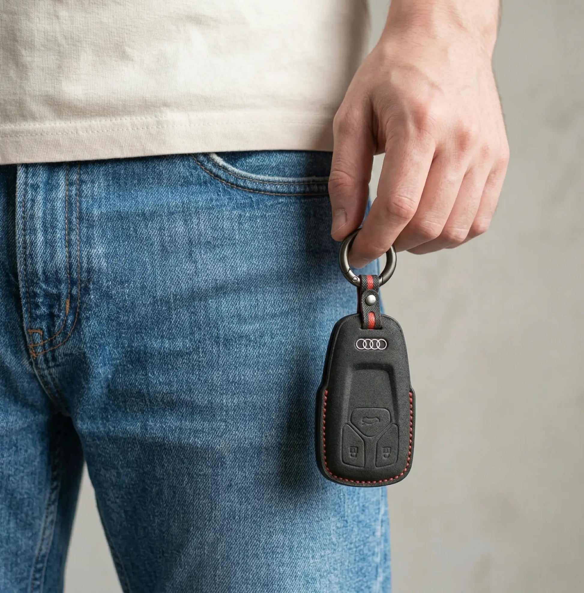 Audi Hand - Stitched Alcantara Key Fob Cover – All Types - B