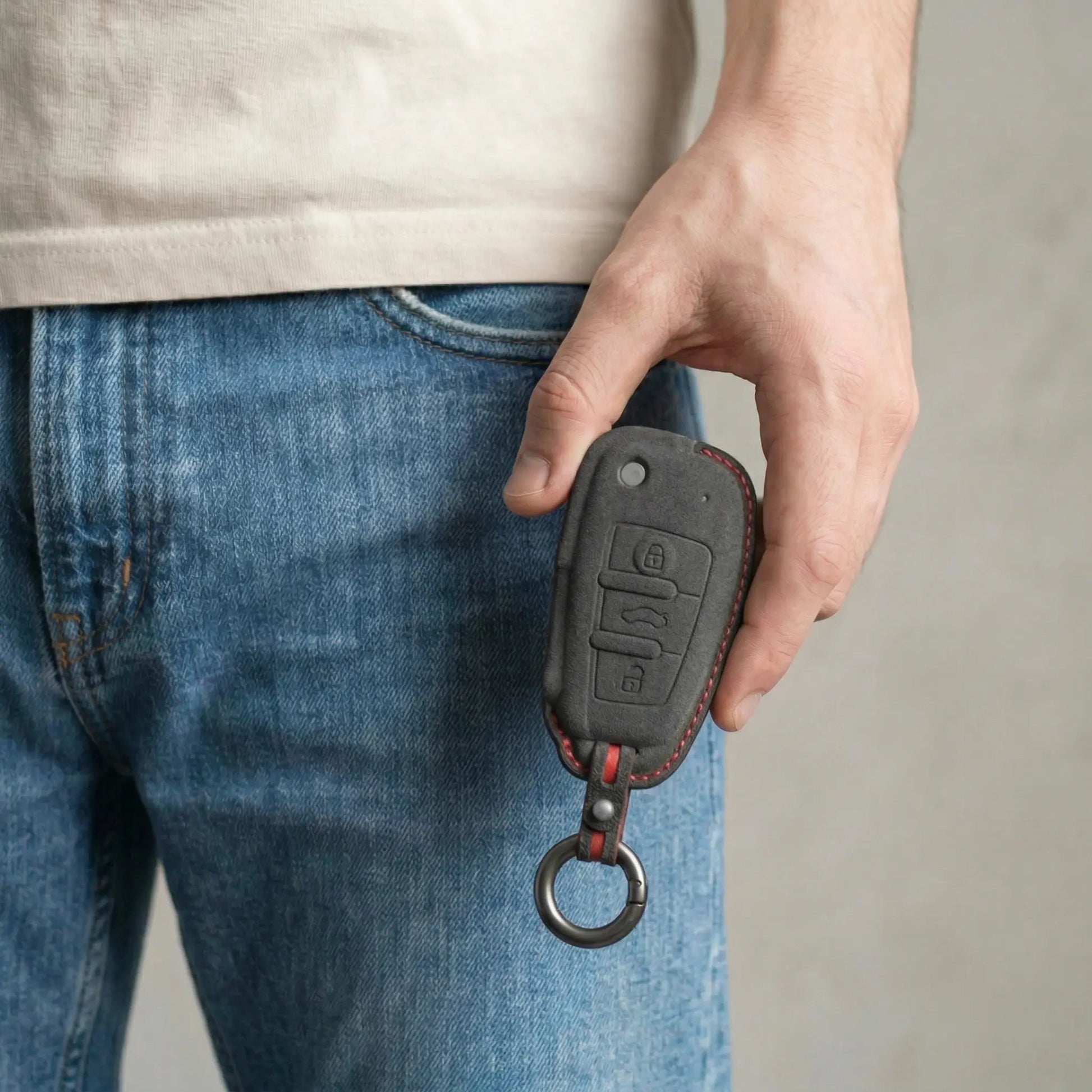 Audi Hand - Stitched Alcantara Key Fob Cover – All Types - D