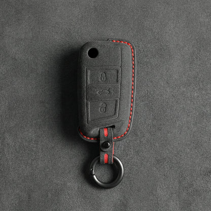 Audi Hand Stitched Alcantara Key Fob Cover Flip Key 3 Button Dark Charcoal