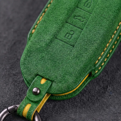 Audi Hand Stitched Alcantara Key Fob Cover Flip Key 3 Button Grass Green