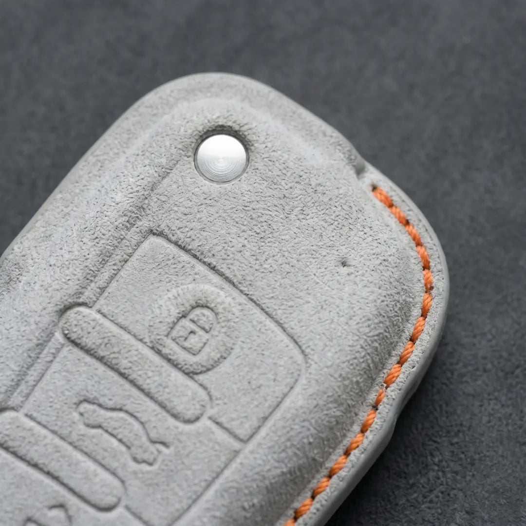 Audi Hand - Stitched Alcantara Key Fob Cover – Folding 3 - Button Key - White