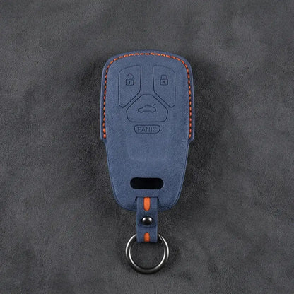 Audi Hand-Stitched Alcantara Key Fob Cover - Geometric 4-Button Smart Fob
