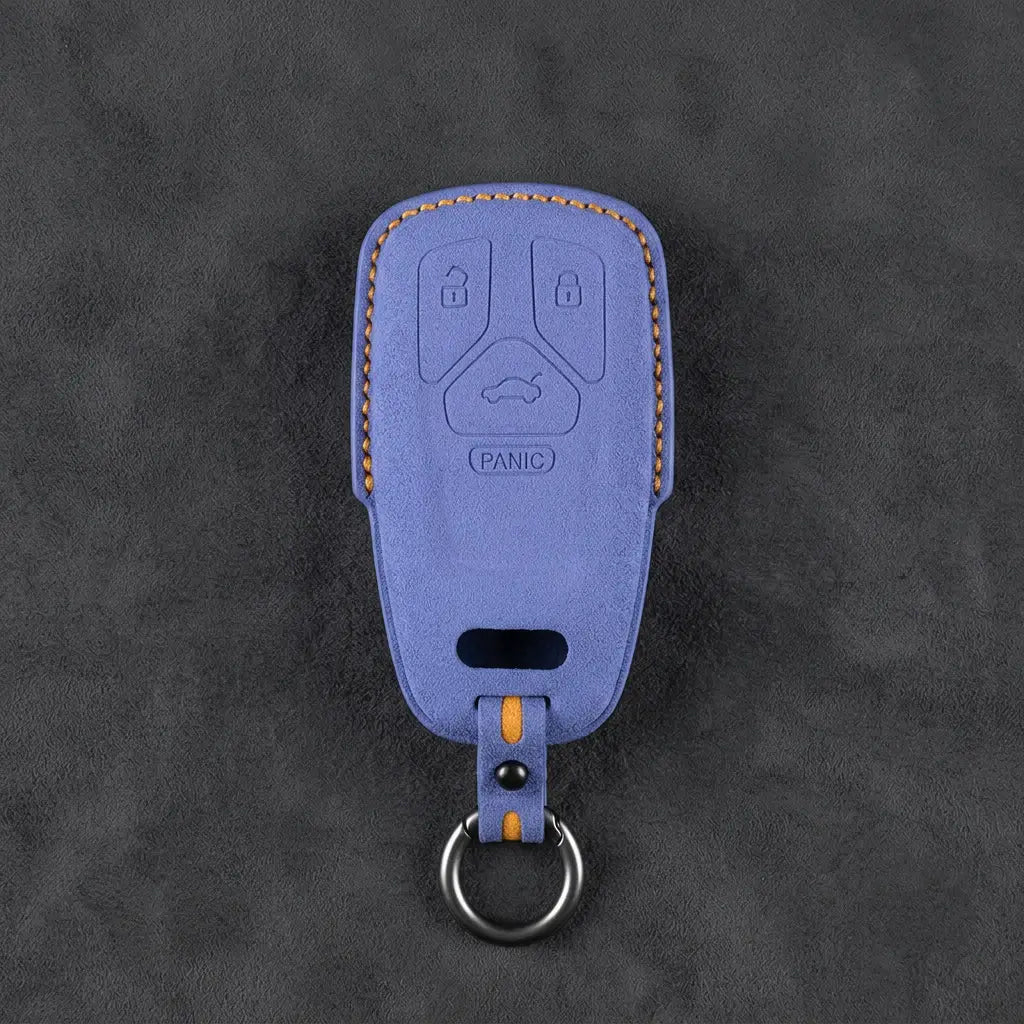 Audi Hand-Stitched Alcantara Key Fob Cover - Geometric 4-Button Smart Fob