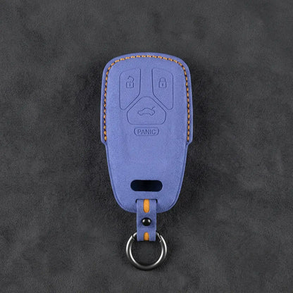 Audi Hand-Stitched Alcantara Key Fob Cover - Geometric 4-Button Smart Fob