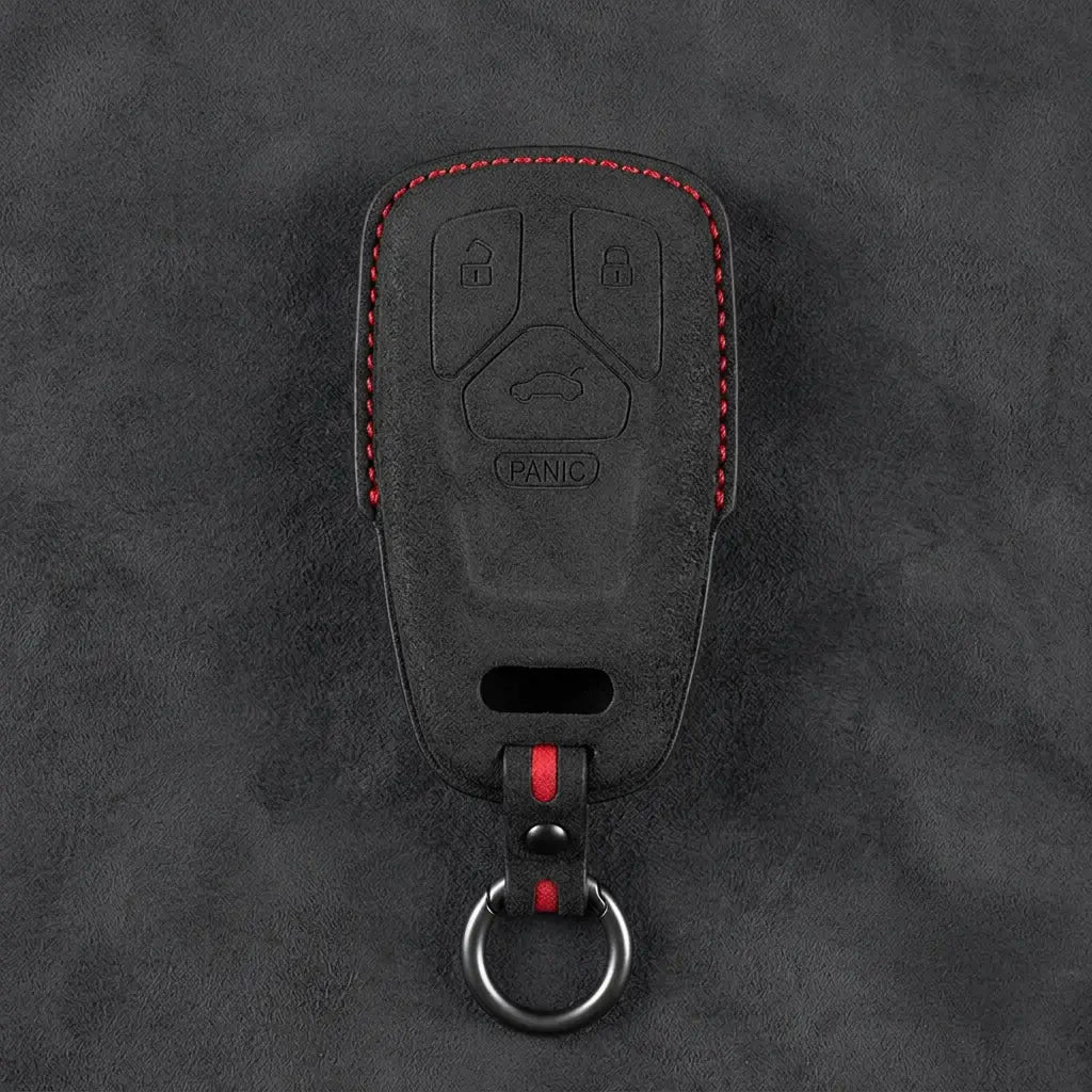 Audi Hand-Stitched Alcantara Key Fob Cover - Geometric 4-Button Smart Fob