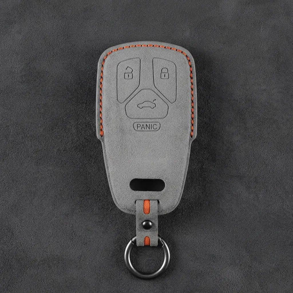 Audi Hand-Stitched Alcantara Key Fob Cover - Geometric 4-Button Smart Fob