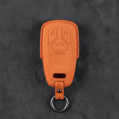 Audi Hand-Stitched Alcantara Key Fob Cover - Geometric 4-Button Smart Fob