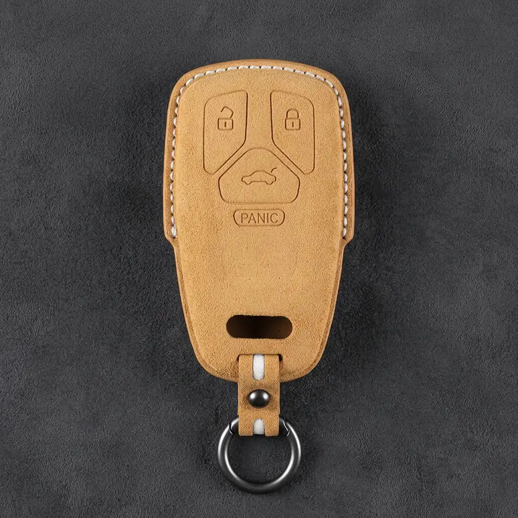 Audi Hand-Stitched Alcantara Key Fob Cover - Geometric 4-Button Smart Fob