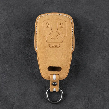 Audi Hand-Stitched Alcantara Key Fob Cover - Geometric 4-Button Smart Fob