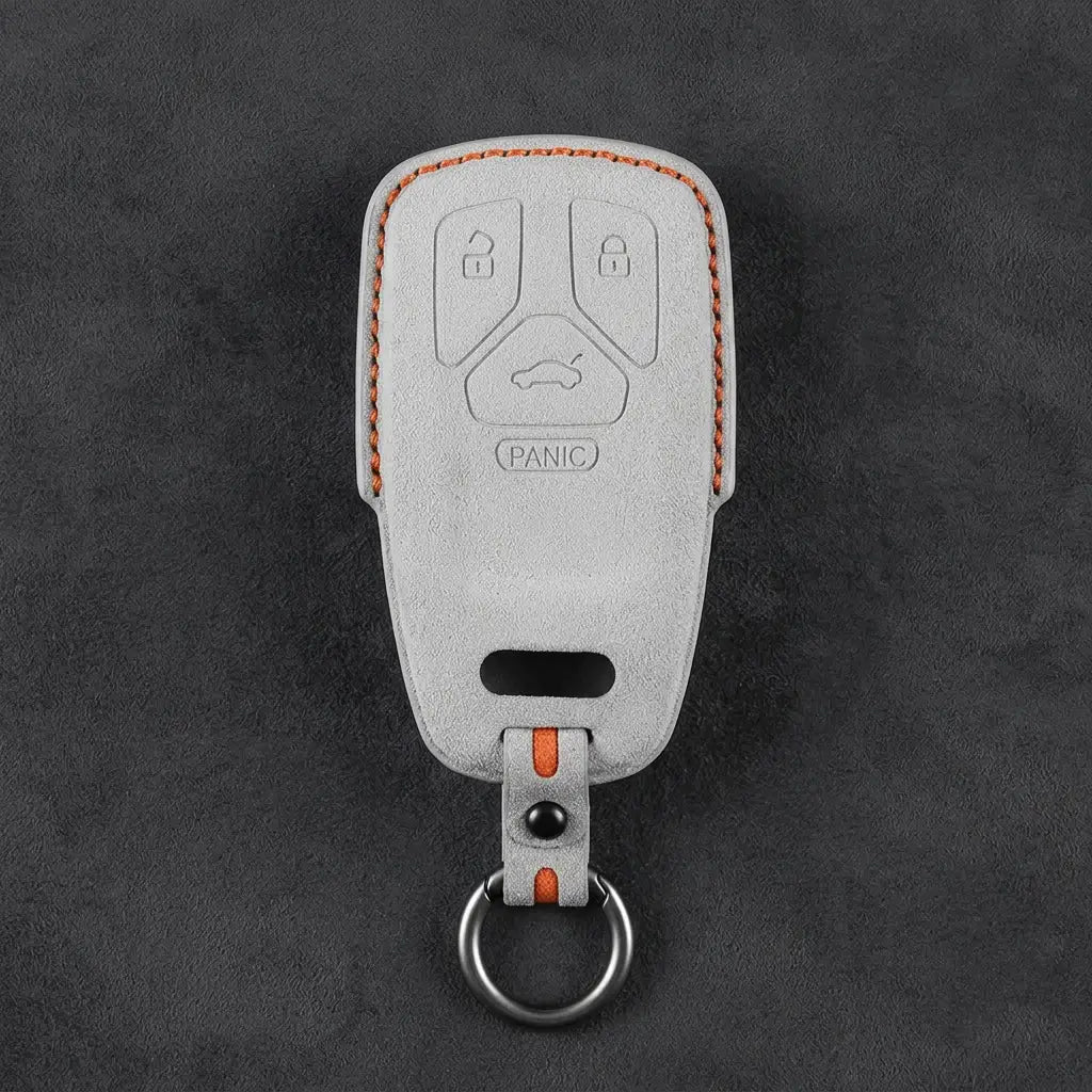 Audi Hand-Stitched Alcantara Key Fob Cover - Geometric 4-Button Smart Fob