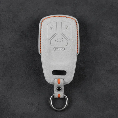 Audi Hand-Stitched Alcantara Key Fob Cover - Geometric 4-Button Smart Fob