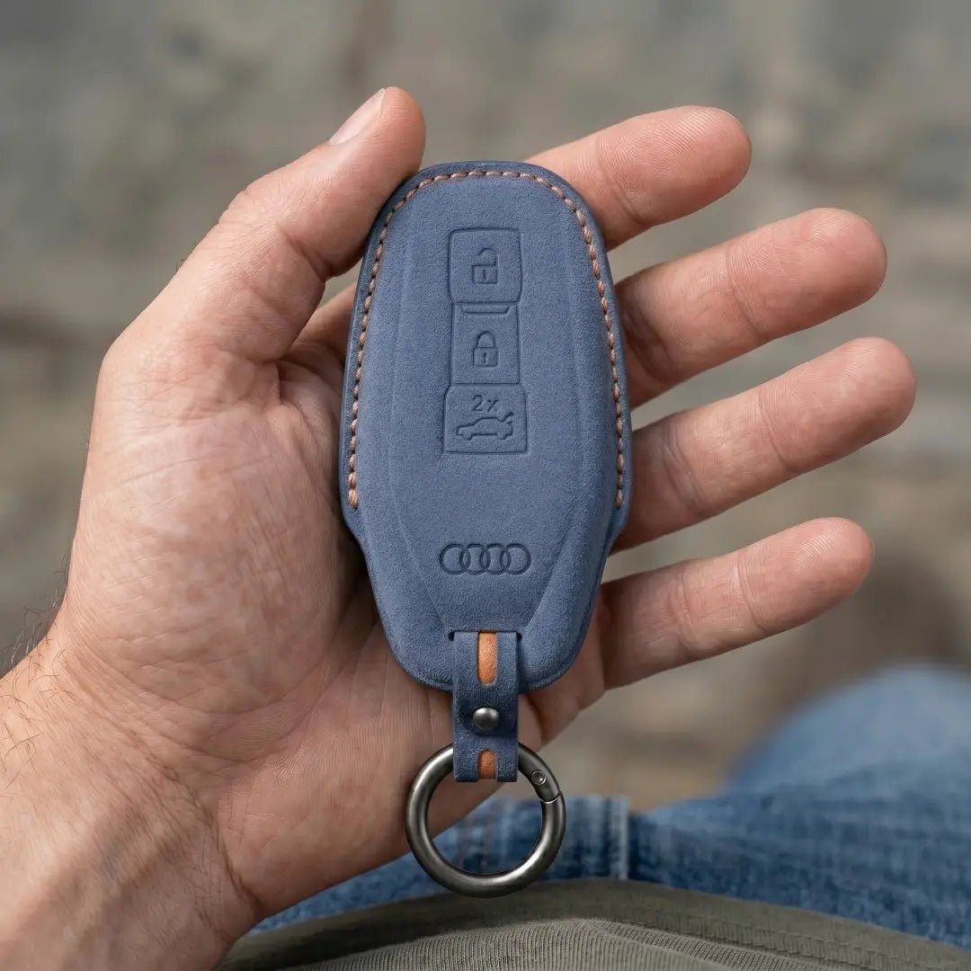 Audi Hand - Stitched Alcantara Key Fob Cover – Shield Smart Key - Cobalt blue