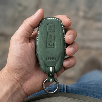 Audi Hand - Stitched Alcantara Key Fob Cover – Shield Smart Key - Dark forest green