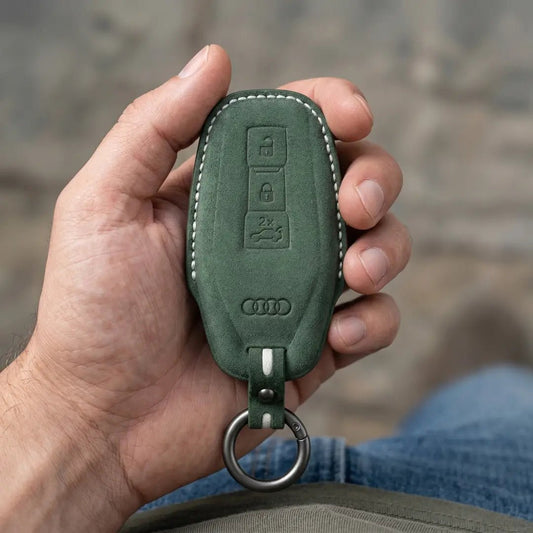 Audi Hand - Stitched Alcantara Key Fob Cover – Shield Smart Key - Dark forest green