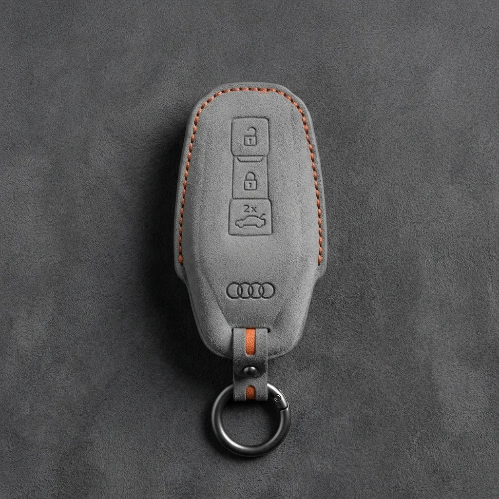 Audi Hand - Stitched Alcantara Key Fob Cover – Shield Smart Key - Dark gray