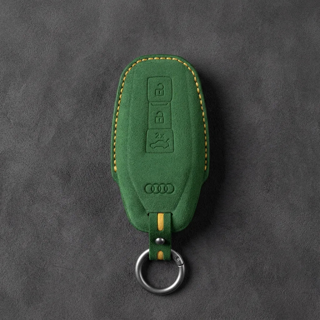 Audi Hand - Stitched Alcantara Key Fob Cover – Shield Smart Key - Grass green
