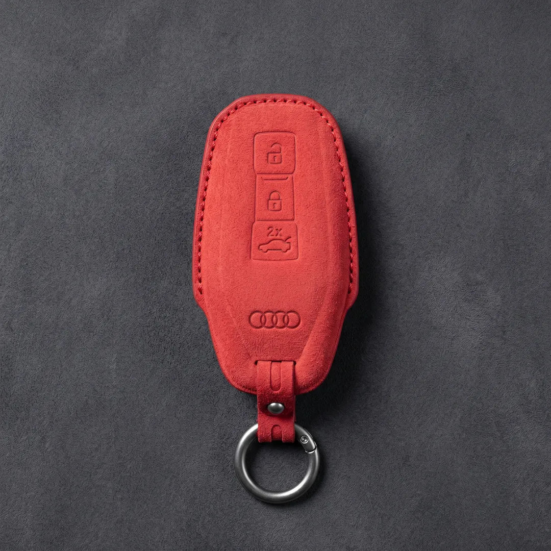 Audi Hand - Stitched Alcantara Key Fob Cover – Shield Smart Key - Red