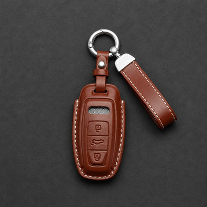 Audi Leather Key Fob Cover Aero-3 Button Smart Fob Brown - Vietiki