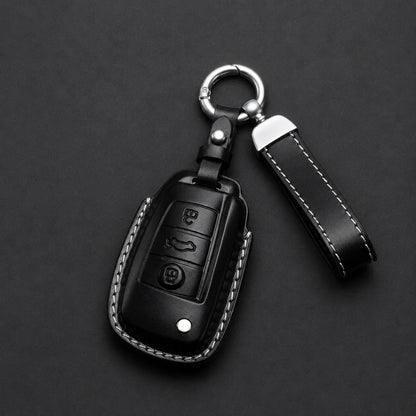 Audi Leather Key Fob Cover Folding 3 Button Fob Black - Vietiki