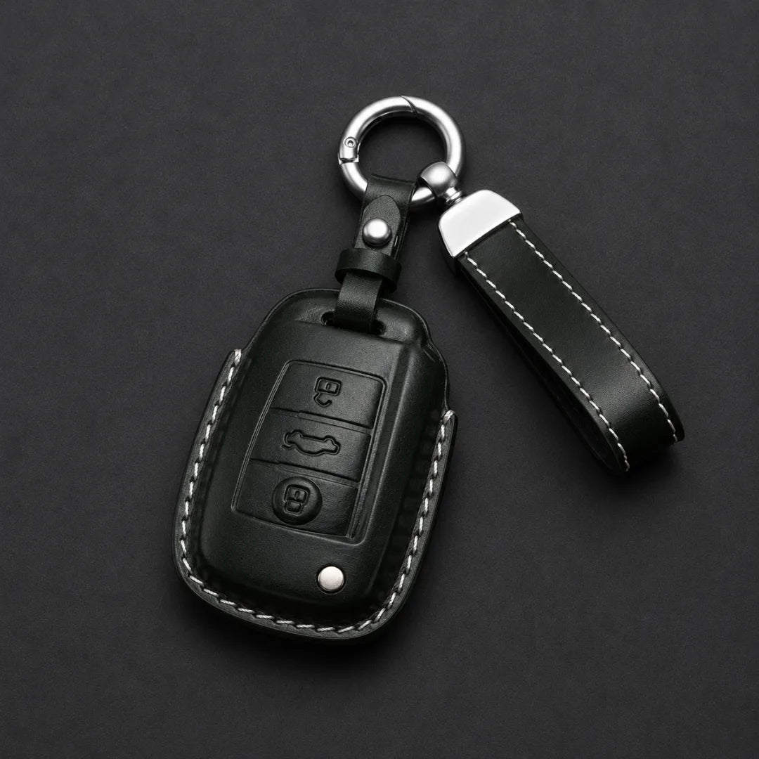 Audi Leather Key Fob Cover Folding 3 Button Fob Dark Green - Vietiki