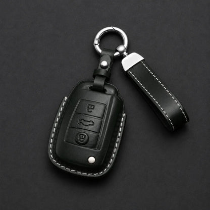 Audi Leather Key Fob Cover Folding 3 Button Fob Dark Green - Vietiki