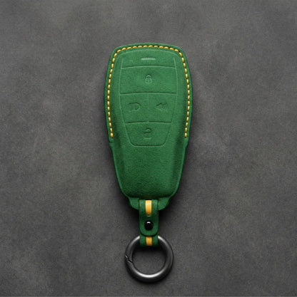 BAIC Hand-Stitched Alcantara Key Fob Cover - Smart Key 4-Button - Grass Green